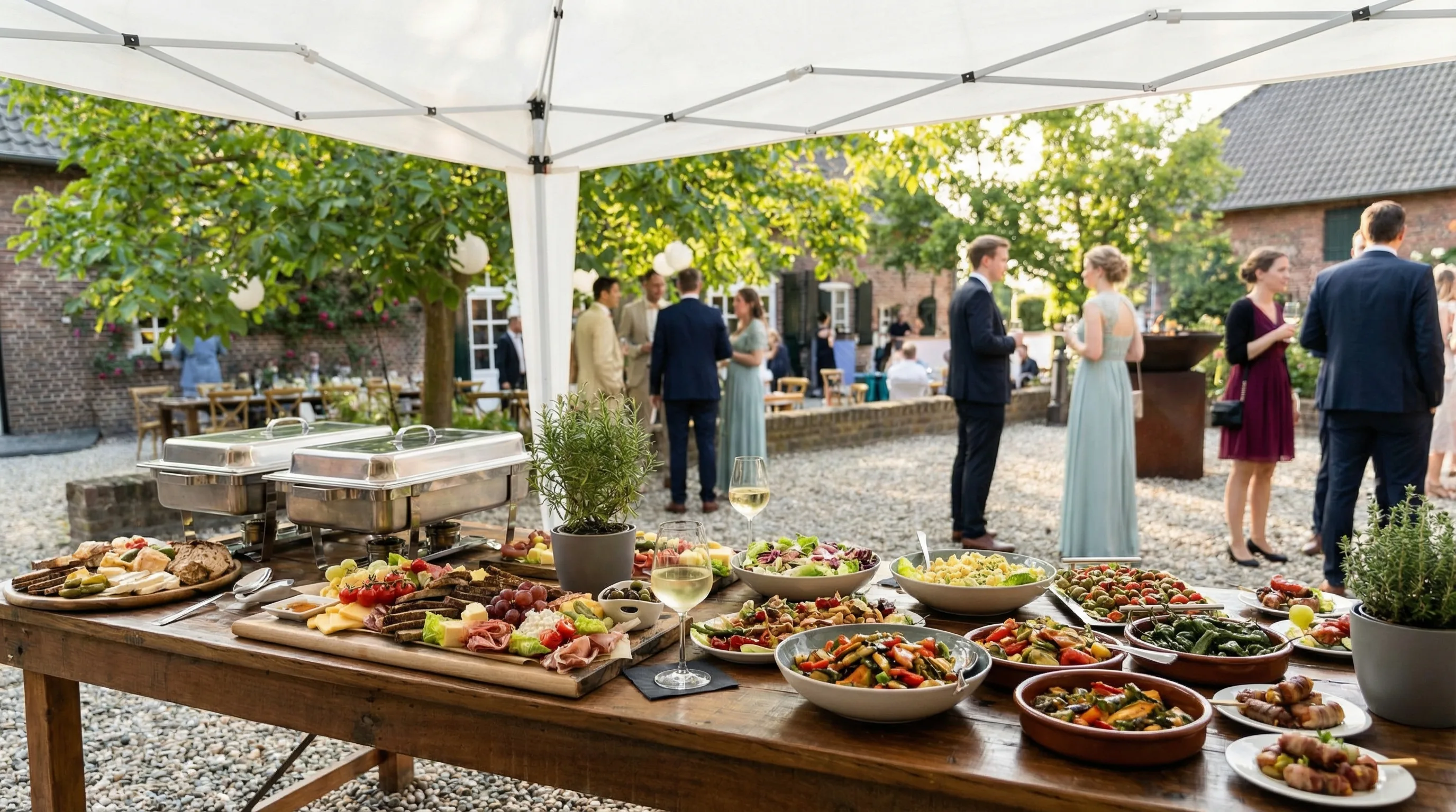Hochzeits-Catering NRW mit Vorspeisen, warmen Gerichten und Dessert